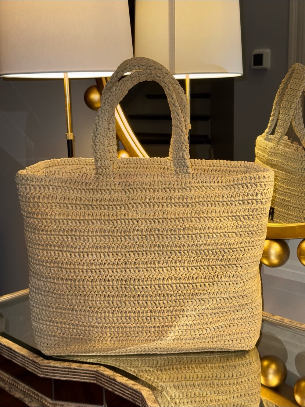 AUTHENTIC Saint Laurent Raffia Rive Gauche Tote Bag - Picture 8 of 12